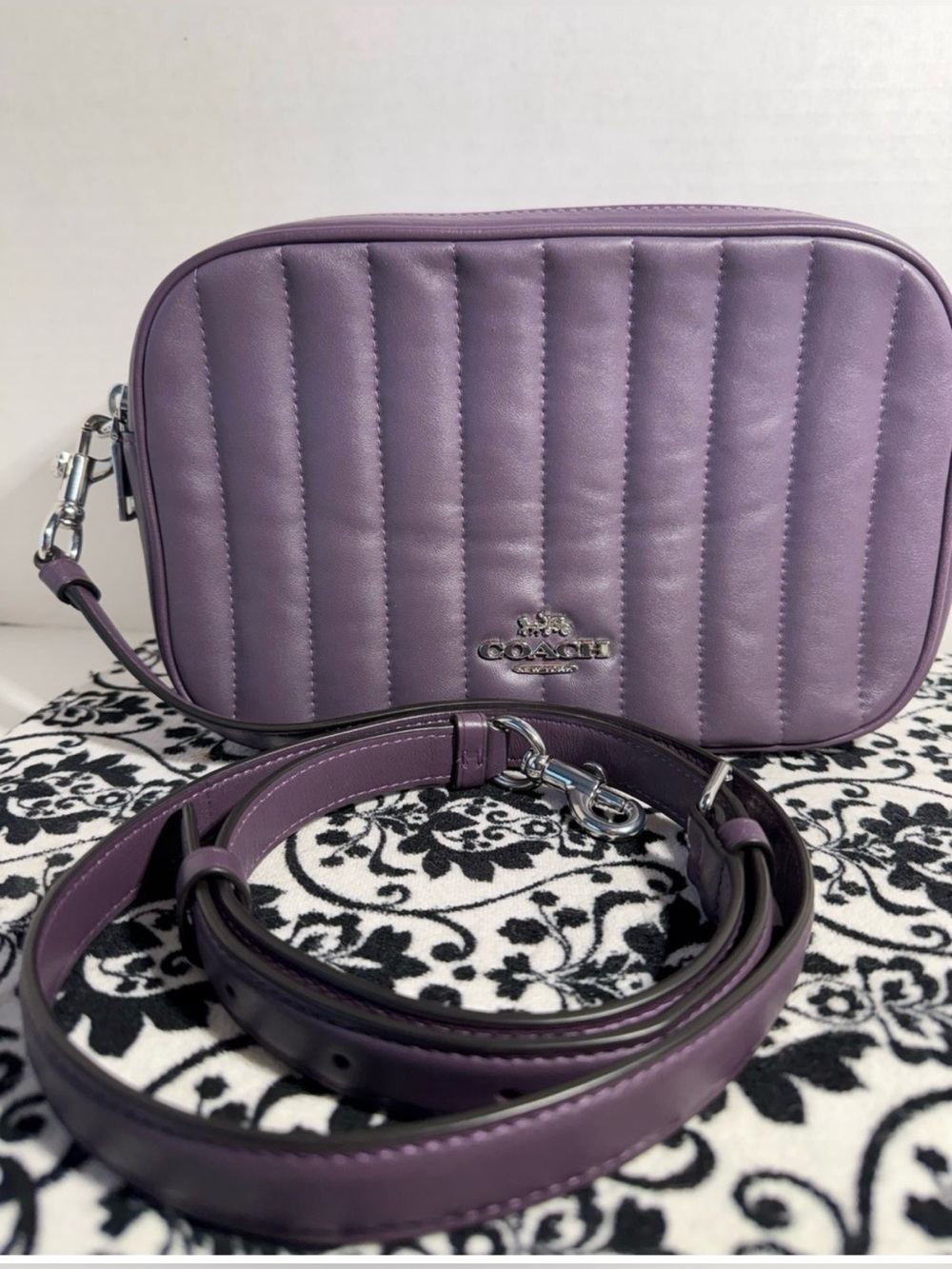 Coach Jess Crossbody with Puffy Linear Quilting in Amethyst